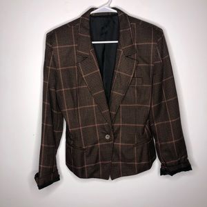 Vintage dark academia plaid blazer